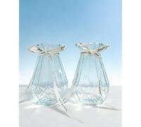 Becho 2 Pack Glass Vases Set with Ribbon for Flowers Small Transparent Glass Vases for Home,Wedding,Table Decor and More (Transparent)