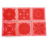 Becho 6 Pcs Different Pattern Lace Stamp with Wooden Handle Rubber Stamp Set for Arts,Crafts,Card Making,etc(Lace Pattern)