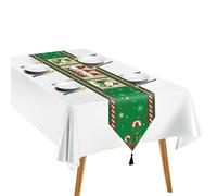 Becho 71" Christmas 900D Imitation linen Table Runner with Tassel Merry Christmas Dining Table Flag Decor Seasonal Winter Xmas Holiday Dinner Kitchen Table Decor for Party (Snowman)
