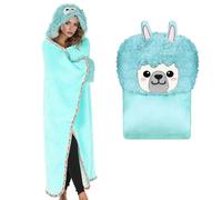 bechoanigel 147 x 119 cm, Green Portable Blanket, Lama Alpaca Gifts, Sofa Blanket, Cuddly Blanket, Sofa Blanket with Hood, Bedspread, Soft Gifts for Women, Adults, Girls and Children, Green, 147 x 119