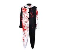 bechoanigel Terrifier Costume Men's Halloween Costume Men's Horror Clown Black White Jumpsuit with Blood Stains, Terrifier Art Clown Cosplay Adult for Halloween Carnival Haunted Houses Party
