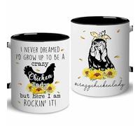 BECHUSKY Crazy Chicken Lady Gifts - Chicken Gifts - Chicken Sunflower Mug for Chicken Owners - Chicken Mug for Mom Women Wife Friend - Birthday Christmas Gifts for Chicken Lovers, Coffee Tea Cup 11OZ