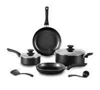 BECIGAR 8pcs Black Ceramic Pots and Pans Set, Cooking Pan Set & Cooking Pot Set Ceramic Pan Set, Nonstick Cookware Set, Induction Safe Kitchen Cooking Set with Frying Pans & Saucepans, shovel & Ladle