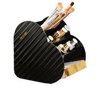 Beciway Heart-Shaped Slanted Makeup Organizer - 4-Compartment Tiered Storage, Durable Food-Grade Material, Stylish Vanity & Desk Cosmetic Holder (Black)