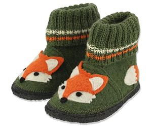 Beck Boys Fox Slippers, Green, 11.5 UK Child