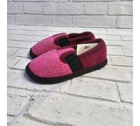 Beck Girls Wool Slippers Pink Black Warm Cozy Home Shoes UK 10 Kids Comfort