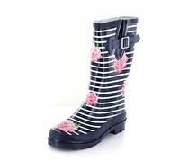 Beck Women's Stripes Wellington Rain Boots, Dark Blue, 3 UK