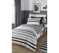 'Beckett Stripe' Easy Care Duvet Cover Set Bedlam Grey Single