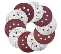 Becko 100pcs 125mm 5 Inch 8 Hole Hook and Loop Sanding Discs, Sanding Sheets and Sandingpaper, 20 x 60/80/120/150/240 Mixed Grits, Round Sanding Discs Pads for Random Orbital Sander