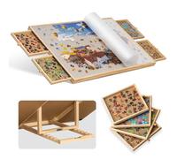 Becko US 1000-Pc Tilting Jigsaw Puzzle Board Age 3+ with 4 Colorful Drawers & Cover, Adjustable Puzzle Table with Built-in Easel/Stand, Portable Tables with Storage for Adults, with Flannel Tabletop