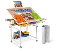 Becko US 1500 Piece Puzzle Table with 5 Drawers & Cover | Tilting Puzzle Board on Wheels, 3 Tilt Angles & Height Adjustments, Cup Holder, Puzzle Box Holder