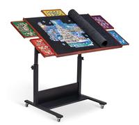 Becko US 1500 Pieces Jigsaw Puzzle Table/Board, Tilting Table/Board with Height Adjustment, 5 Colored Sorting Trays with Proof-dust Felt Cover, Enclosed with 4 Wheels