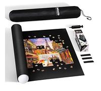Becko US 2000-Pc Jigsaw Puzzle Mat Roll Up with Black Pump & Drawstring Storage Bag, Black Felt Mat for Easy Transport & Storage, Portable Puzzle Saver for 2000 1500 1000 500 Pieces Jigsaw Puzzles