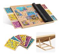 Becko US 2000-Pc Tilting Jigsaw Puzzle Board with 6 Colorful Drawers & Cover, Adjustable Puzzle Table with Built-in Easel/Stand, Portable Tables with Storage for Adults