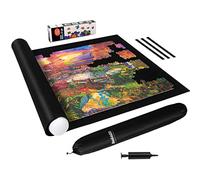 Becko US 3000 Piece Puzzle Mat Roll Up with Drawstring Bag & Black Pump, Jigsaw Felt Mat with Anti-leak Tube & 3 Elastic Bands for Easy Storage, Portable Puzzle Keeper for 3000 2000 1500 1000 Pieces
