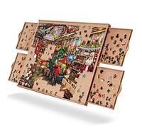 Becko US Jigsaw Puzzle Board with 4 Drawers & Wooden Puzzle Board Smooth Surface for Up to 1000 Pieces with Frameless Design for Easy Sliding Finished Puzzles