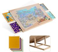 Becko US Puzzle Board with Adjustable Bracket & 4 Puzzle Drawers Tilting Jigsaw Puzzle Table with Non-Slip Surface, for Puzzles Up to 1500 Pieces