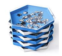 Becko US Stackable Puzzle Sorting Trays Jigsaw Puzzle Sorters with Lid Puzzle Accessory for Puzzles Up to 1500 Pieces, 8 Hexagonal Trays in White & Blue