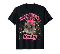 Becky Girls Name Happy Birthday Cute Hamster Black Meme T-Shirt