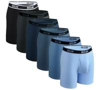 BECLOH Mens Boxer Shorts Viscose from Bamboo Boxers for Men Breathable Men's Underwear with Fly Boxer Briefs 6 Pack, Black/Gray/Blue/Dark Blue/Gray Blue/Lake Blue, L