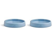 Beco Cat Bowl - Food & Water Steady Bowl, Recycled Plastic, Non-Slip Rubber Base, Whisker Friendly Feeding Dishes, Coastal Blue (Pack of 2)