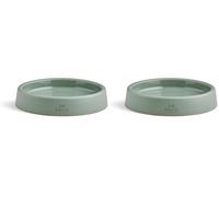 Beco Cat Bowl - Food & Water Steady Bowl, Recycled Plastic, Non-Slip Rubber Base, Whisker Friendly Feeding Dishes, Olive Green (Pack of 2)