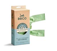 Beco Cat Poop Bags, Mint Scented Cat Litter Bags, Wide & Strong, 140 Bags | Extra-wide 34x20cm leakproof loose packed bags; recycled plastic, tie handles, extend the life of your cat litter