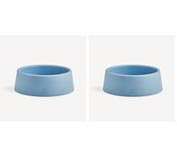Beco Dog Bowl - Food & Water Steady Bowl, Recycled Plastic, Non-Slip Rubber Base, Coastal Blue, Small (Pack of 2)