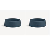Beco Dog Bowl - Food & Water Steady Bowl, Recycled Plastic, Non-Slip Rubber Base, Navy Blue, Small (Pack of 2)