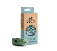 Beco Dog Poo Bags, 94% Recycled Plastic, Mint Scented Refill Rolls, 60 Bags | Extra-thick, 33x22cm & leakproof; heavy-duty, pocket-friendly dog poop bags; fit standard dispensers