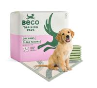 Beco Dog Training Pads - Fast Absorbent Puppy Pee Pads, 75 Pack | Leakproof housebreaking mats with built-in attractant, ultra-grip adhesive corner tabs, and dry top layer for clean floors