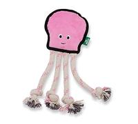 Beco Happy Octopus Dog Toy, Chew, Fetch, Squeak & Pull Toy, Dual Material, Double Stitched for Durability, Made with 70% Recycled Materials