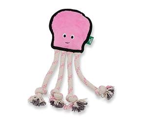 Beco Happy Octopus Dog Toy, Chew, Fetch, Squeak & Pull Toy, Dual Material, Double Stitched for Durability, Made with 70% Recycled Materials
