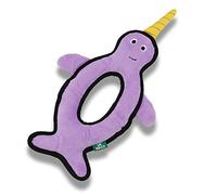 Beco Rough & Tough Purple Narwhal Chew, Fetch & Squeak Dog Toy, Double Stitched for Durability, Made with Recycled Plastic