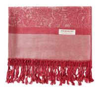 Becolored Paisley Acrylic Viscose Blend Scarf Shawl Jacquard Wrap Stole Two Tones Vintage Reversible, 166-wine Red Beige, One Size
