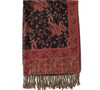 Becolored Paisley Flowers Borders Pattern Pashmina Silk Scarf Shawl Wrap Blanket Reversible Comfortable With Fringes, 5-black Red, Large