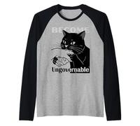 Become Ungovernable - Black Cat Biting Hand Funny Meme Raglan Baseball Tee