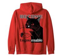 Become Ungovernable - Black Cat Biting Hand Funny Meme Zip Hoodie