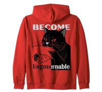 Become Ungovernable - Black Cat Biting Hand Funny Meme Zip Hoodie