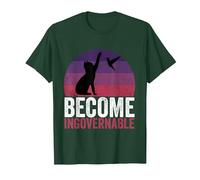 Become Ungovernable - Funny Cat Resist Political Corruption T-Shirt, Men, Dark Green, Small