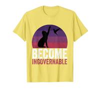 Become Ungovernable - Funny Cat Resist Political Corruption T-Shirt, Men, Lemon Yellow, Small
