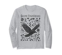 Become Ungovernable Linocut Crow Gothic Raven Folklore Art Long Sleeve T-Shirt