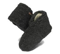 BeComfy Unisex Warm Wool Slippers Women Men Sheep Wool Slippers 36-46 EU, Black, 5 UK