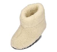 BeComfy Woman Men Warm Wool Slippers - Unisex - Sheep Wool with Anti-Slip Sole | Multicolour Beige, Checked, Grey | 3.5 UK - 11.5 UK (White, Numeric_6_Point_5)