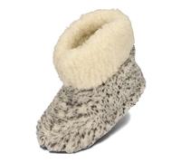 BeComfy Woman Men Warm Wool Slippers - Unisex - Sheep Wool with Anti-Slip Sole | Multicolour Beige, Checked, Grey | 3.5 UK - 11.5 UK (Leo Grey, numeric_7_point_5)