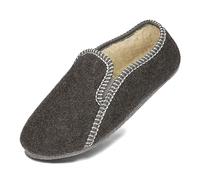 BeComfy Women's Men's Felt Slippers Lined with Sheep's Wool Warm Slippers Unisex Felt Sole 36-46 EU, graphitegray, 4 UK