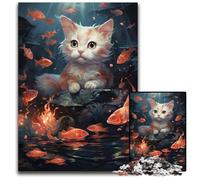 Becoming Koi Kitten 1000 Piece Jigsaw Puzzle Wooden Jigsaw Adult Game Gift Family Interactive Game Brain Challenge Gift 1000 PCS(75x50cm)