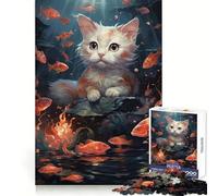 Becoming Koi Kitten Jigsaw Puzzles 1000 Pieces for Adults Strategic Think Light Recreation Clean Cut Xmas Present (38x52cm)