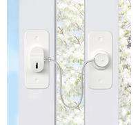 BECOMTO 1 Pack Window Safety Locks for UPVC,Refrigerator Locks for Childproof Pet,Child Baby Safety Window Restrictor Self Adhesive Security Wire Catch with Screw and Key,No Drilling - White