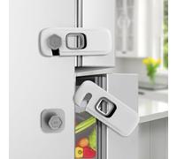 BECOMTO 2 Pack Childproof Refrigerator Lock,Cupboard Locks for Children,Freezer Lock Apply to Max 1"(25mm) Sealing Strip,Cabinet Cupboard Lock for Toddlers,Easy to Install,No Tools Need or Drill,Grey